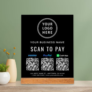 Señal Acrílica Escanear para Pagar Logotipo de Códigos QR de Payp
