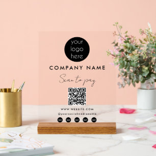 Señal Acrílica Escaneo de logotipos empresariales para pagar el c