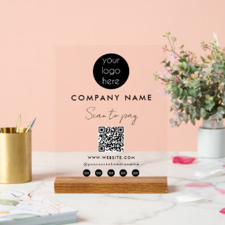 Señal Acrílica Escaneo de logotipos empresariales para pagar el c