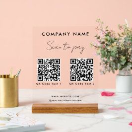 Señal Acrílica Escaneo profesional para pagar 2 códigos QR Websit