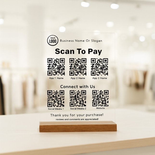 Señal Acrílica Escáner de código QR para aplicaciones de pago y r (Subido por el creador)