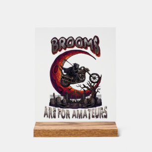 Señal Acrílica Escobas Aficionados Motorista Grim Reaper Hallowee