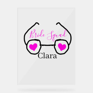 Señal Acrílica Escuadrón de novias negra rosa gafas de corazón da
