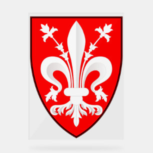 Señal Acrílica Escudo de Armas de Florencia Flor de lis roja flor