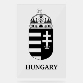 Señal Acrílica Escudo de Armas Húngaro Arte Monocromo Contemporán