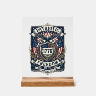 Señal Acrílica Escudo de batalla patriótico 1776 Símbolo inspirad