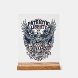 Señal Acrílica Escudo de batalla patriótico 1776 Símbolo inspirad