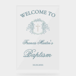 Señal Acrílica escudo floral | Bautismo