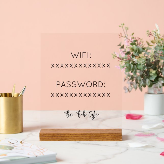 Señal Acrílica Establecimiento Wifi, señalización moderna con con (Boda)