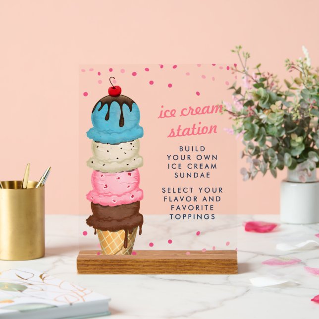 Señal Acrílica Estación de helado de verano ducha de novia modern (Boda)