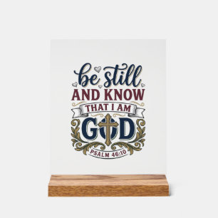 Señal Acrílica Esté quieto y sepa camiseta cristiana Salmo 460
