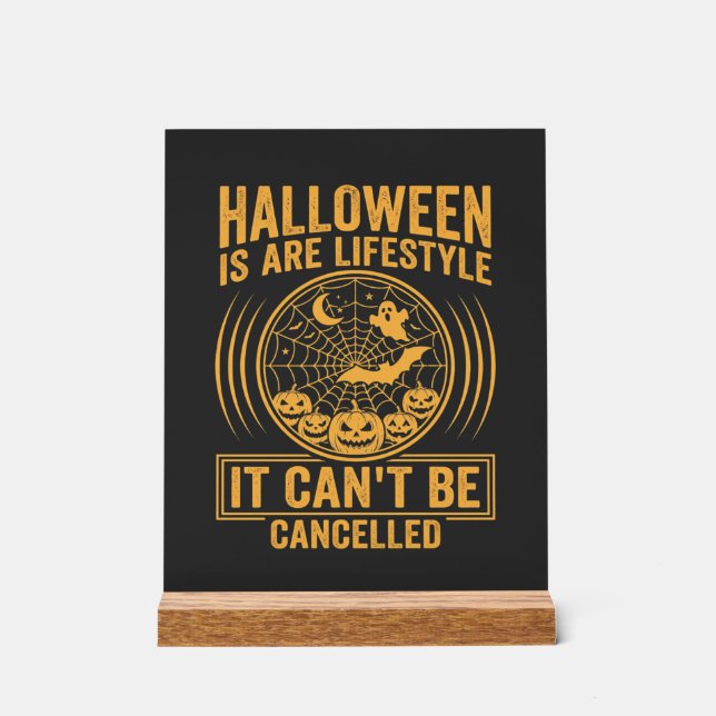 Señal Acrílica Estilo de vida de Halloween Diseño de telaraña de  (Anverso)