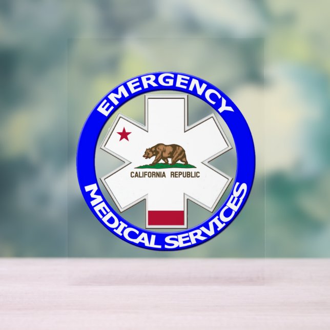 Señal Acrílica Estrella de la Vida de EMS de California (Neutral )