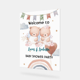 Señal Acrílica Estrella de oso gemelo lindo globo fiesta de ducha