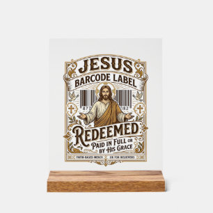 Señal Acrílica Etiqueta de código de barras de Jesús Redimido Jes