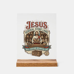Señal Acrílica Etiqueta de la tienda general de Jesús Tienda gene
