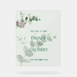 Señal Acrílica Eucalyptus Leaves Greenery Wedding Welcome Sign