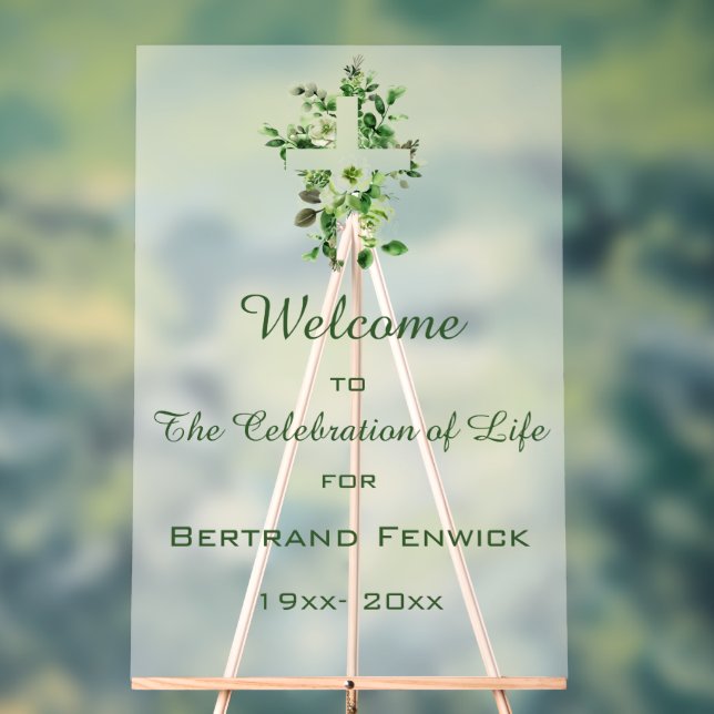 Señal Acrílica Evento cristiano editable Cross and Flowers (Neutral )