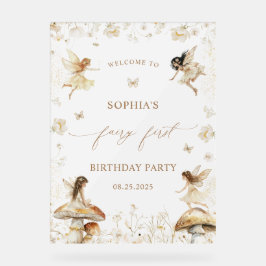 Señal Acrílica Fairy First Birthday Boho Bienvenidos al Rótulo Ac