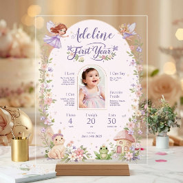 Señal Acrílica Fairy First Birthday Milestone Acrylic Welcome