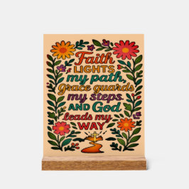Señal Acrílica Faith Lights My Path Christian Art - Inspirational