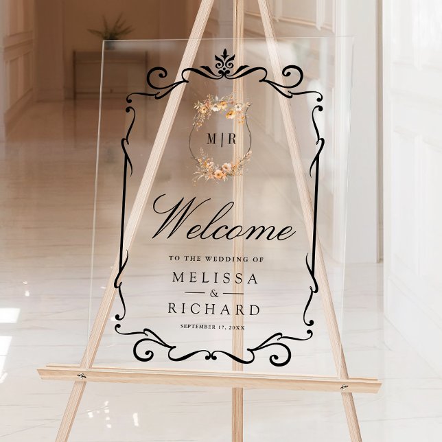 Señal Acrílica Fall Autumn Wildflower Crest Wedding Welcome (Subido por el creador)