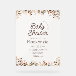 Señal Acrílica Fall Cottagecore Floral Baby Shower