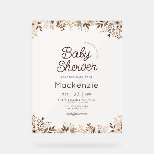 Señal Acrílica Fall Cottagecore Floral Baby Shower