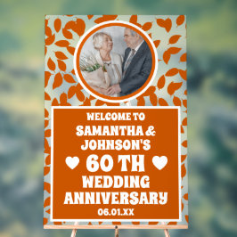 Señal Acrílica Fall Leaves foto 60º aniversario del Boda congelad