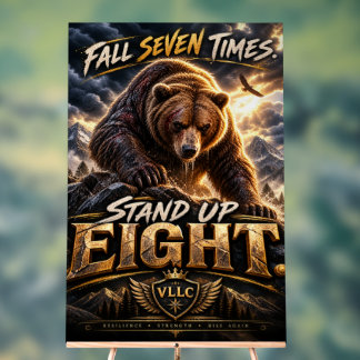 Señal Acrílica Fall Seven Times Stand Up Eight Grizzly Bear