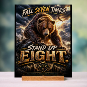 Señal Acrílica Fall Seven Times Stand Up Eight Grizzly Bear
