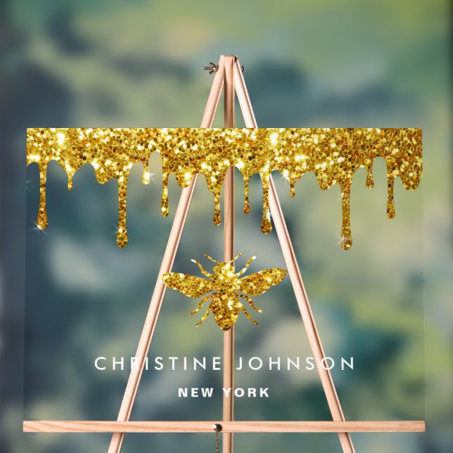 Señal Acrílica falso purpurina bee (Neutral )