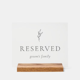 Señal Acrílica Familia de Groom Reservada simple elegante Minimal