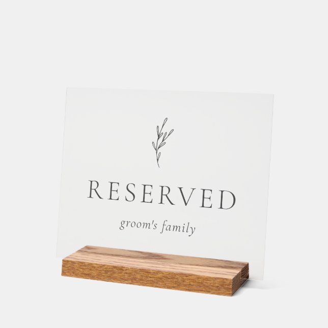 Señal Acrílica Familia de Groom Reservada simple elegante Minimal (Ángulo)