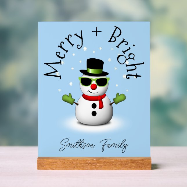 Señal Acrílica Familia Personalizado de Navidades Brillantes de S (Neutral )