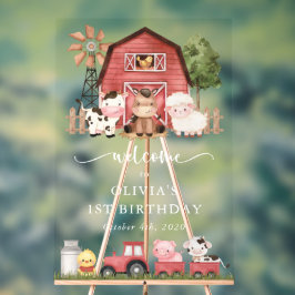 Señal Acrílica Farm Animals, Cute Animals, First Birthday Welcome