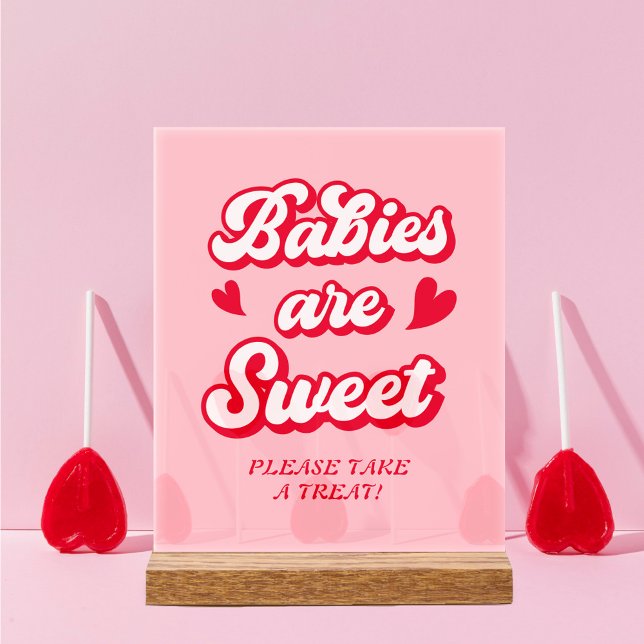 Señal Acrílica Favor Baby Shower de San Valentín rojo y rosa (Subido por el creador)