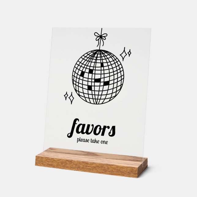 Señal Acrílica Favor de Boda Retro Disco (Ángulo)