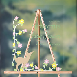 Señal Acrílica Fawn Floral Girl Baby Shower