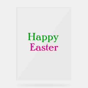 Señal Acrílica Felices pascuas los niños de color verde rosa añad