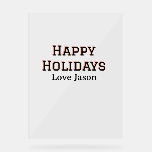 Señal Acrílica Felices vacaciones amor negro rojo agregar nombre  (Anverso)