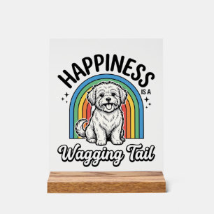 Señal Acrílica Felicidad Es un Diseño de Amante de Perros con Col