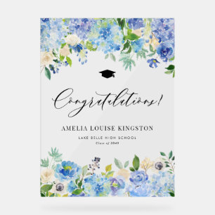 Señal Acrílica Felicidades por la graduación de Hydrangea Azul