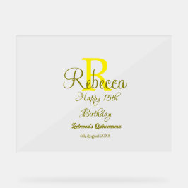 Señal Acrílica Feliz 15º cumpleaños Moder de adición de nombre am