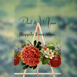 Señal Acrílica Feliz año tras día de tapicería floral retro de BO