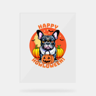 Señal Acrílica Feliz Bulldog francés hallow