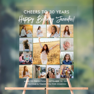 Señal Acrílica Feliz cumpleaños, Fiesta de Collage de fotos de es