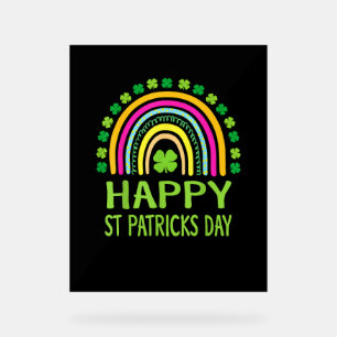 Señal Acrílica Feliz Día de San Patricio, Chicas arcoiris niños T