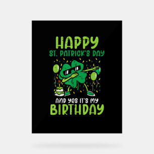 Señal Acrílica Feliz Día de Santo Patrocinio Cumpleaños Shamrock