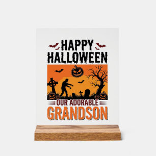 Señal Acrílica Feliz Halloween Nieto Camiseta Vintage Espeluznant